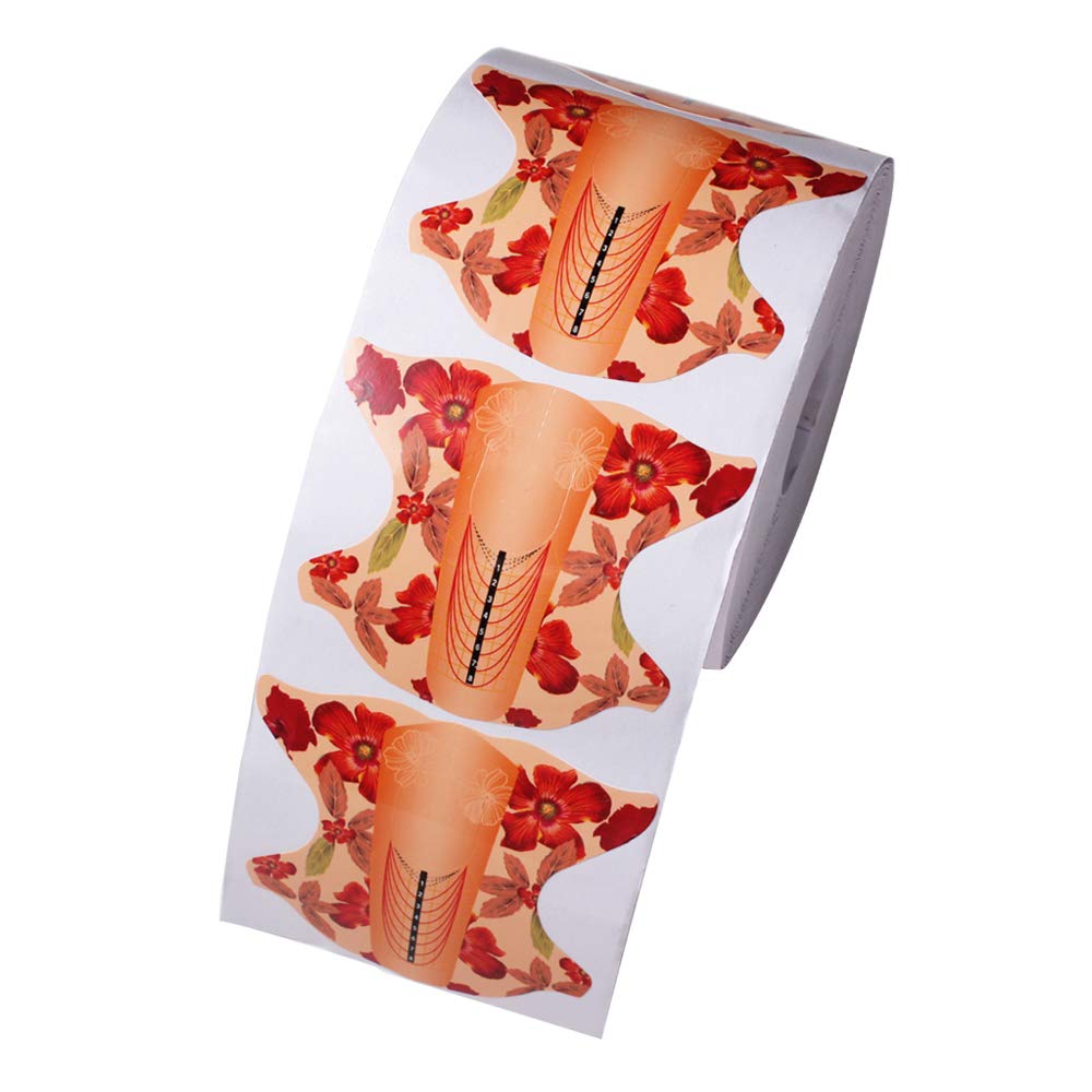 Beauty Leader 500 Pcs/Roll Nail Art Acrylic Tip Guide Gel Extension Nail Polish Styling Tools Curl Forms for Nails Care (A-Orange)