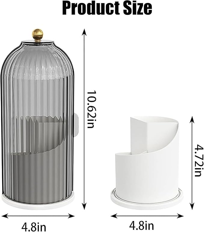 Concealed Toothbrush Holder, Rotating Bathroom Organizer Countertop, Toothbrush Holders with Cover, Bathroom Counter Organizer with Covered Makeup Brush Holder (1pcs Grey)