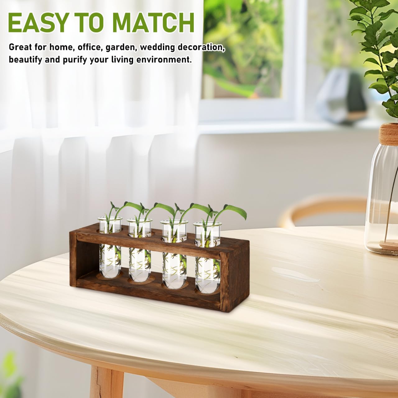 POPETPOP Plant Propagation Tubes 4pcs Glass Test Tube Vase Replacement Clear Hydroponic Flowers Vase for Home Office Desktop Decoration