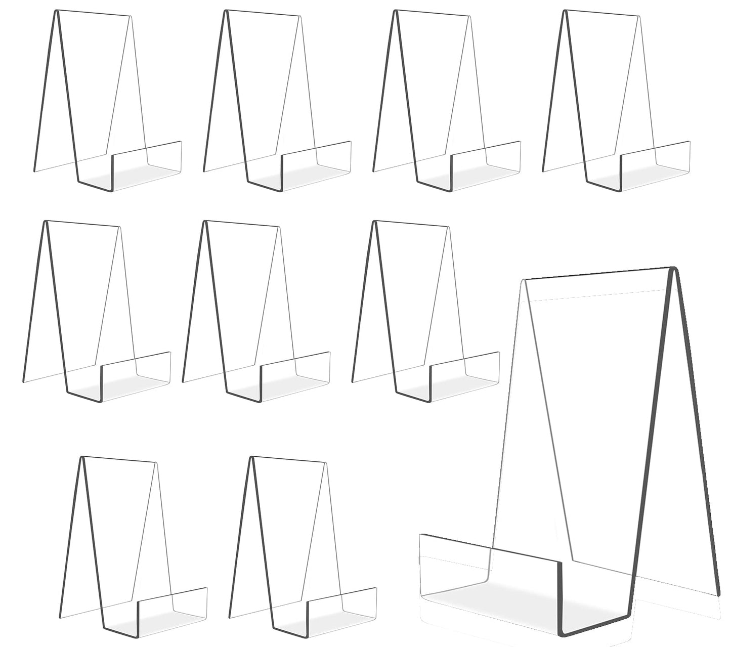 6'' x 4'' Acrylic Book Display Stand Clear Easel with Ledge Tablet Holder for Displaying Books, Pictures, Notebooks, CDs, Artworks, etc (Large) (10)