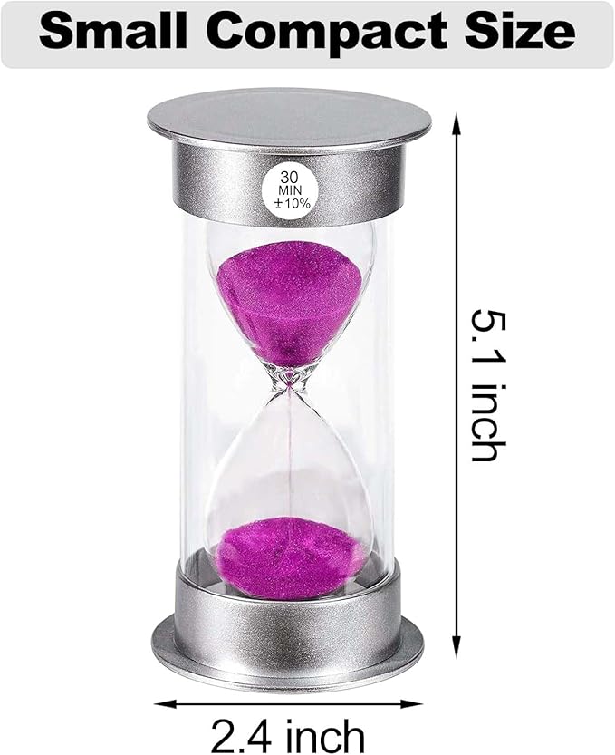 SuLiao Sand Timer, 30 Min Hourglass, Large Purple Sand Clock, Unbreakable Plastic for Kids, Games, Classroom, Kitchen, Decoration