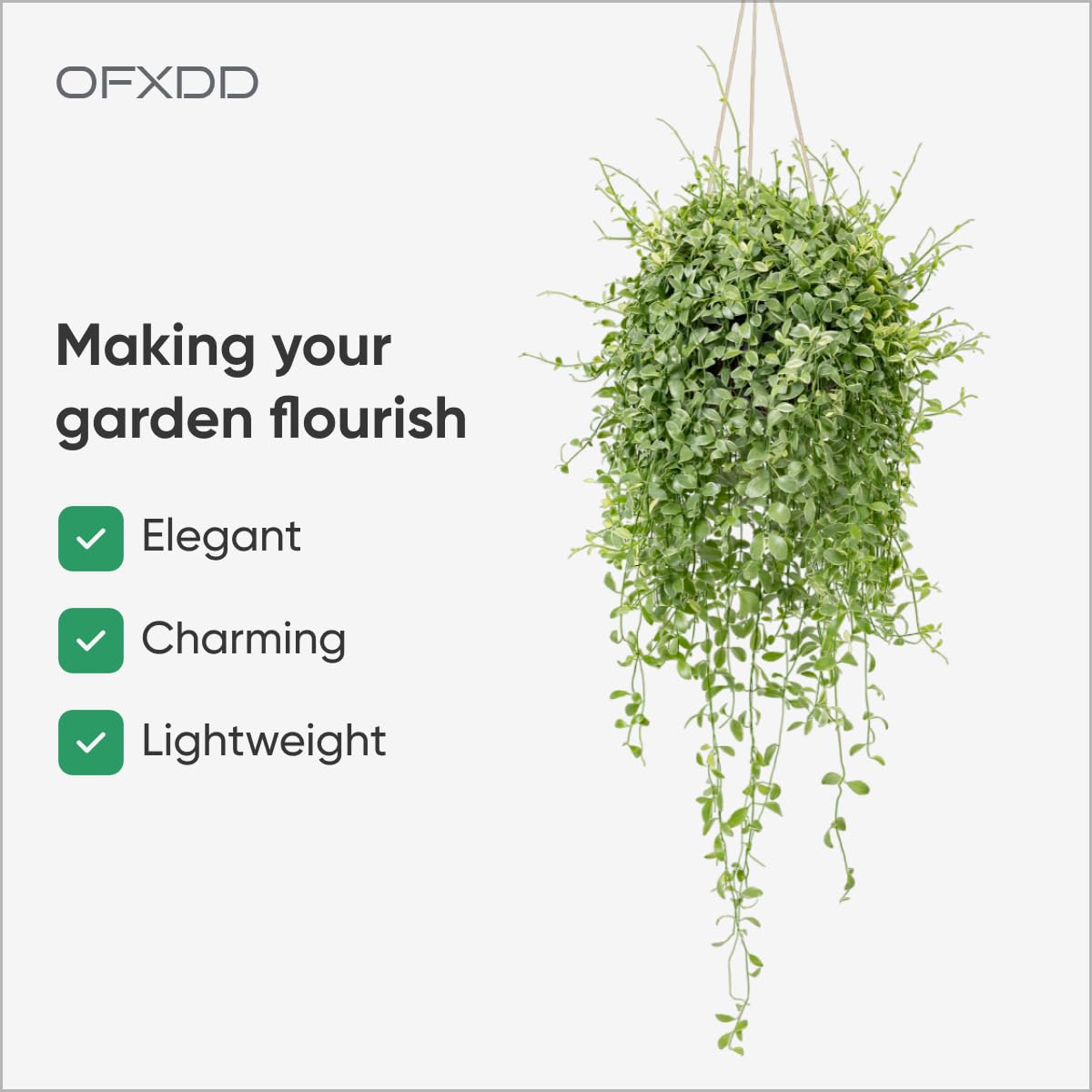 OFXDD Plant Hanger, 3 Pcs - Flower Hanging Planters for Indoor and Outdoor Plants - Plastic Plant Holder with Hooks, Brown