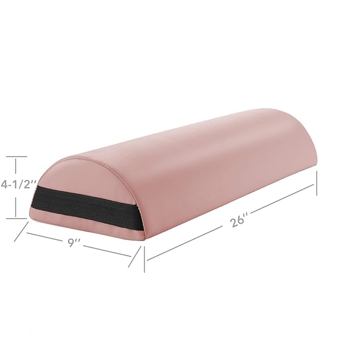 Saloniture Jumbo Half Round Massage Table Bolster Pillow Pad - 26 x 9 x 4.5 Inch - Pink