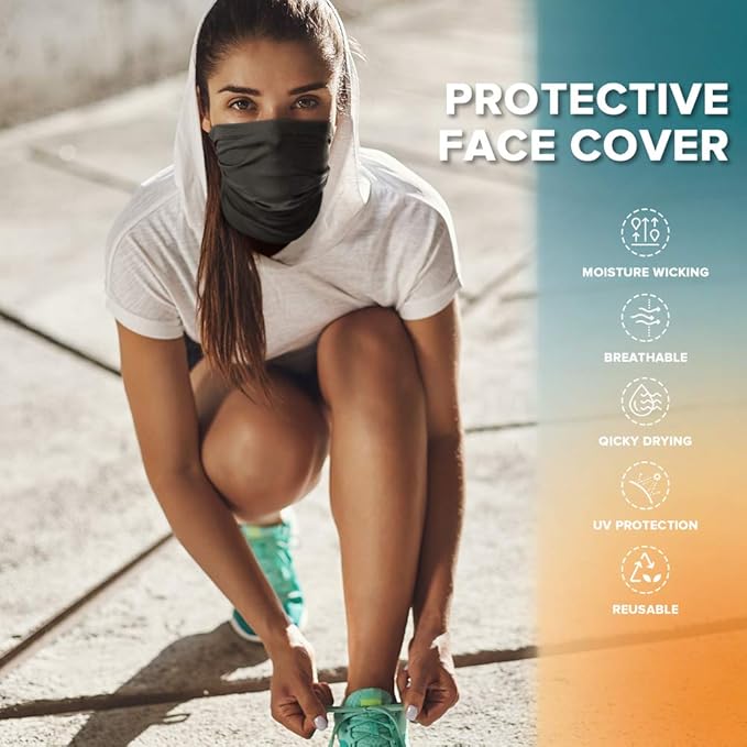 VULKIT 2 Pack Neck Gaiter Face Mask Scarf Reusable Bandanas Tube UV Protection Balaclava Outdoor Sport for Men and Women