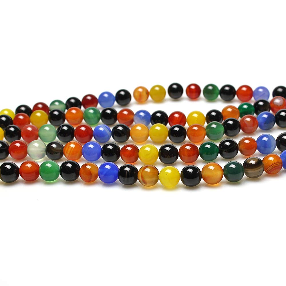 MJDCB Natural Stone Beads Colorful Agate Round Loose Beads for DIY Necklace Bracelat Jewelry Making (10mm)