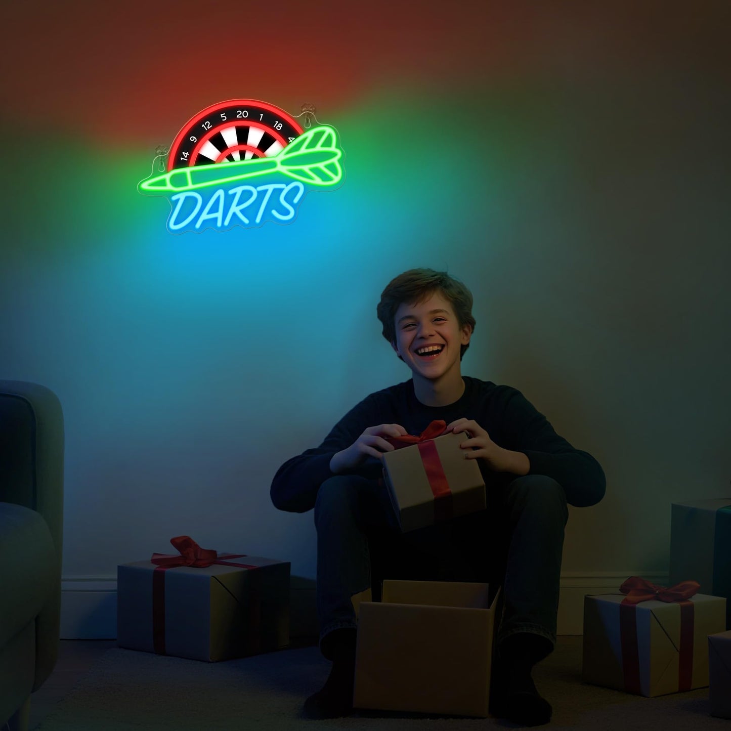 CoolGift Mart Darts Neon Light, Dimmable LED Dart Neon Wall Sign USB Powered, Decorations for Bedroom Living Room Game Room Man Cave Bars Clubs, Birthday Gift for Darts Enthusiasts