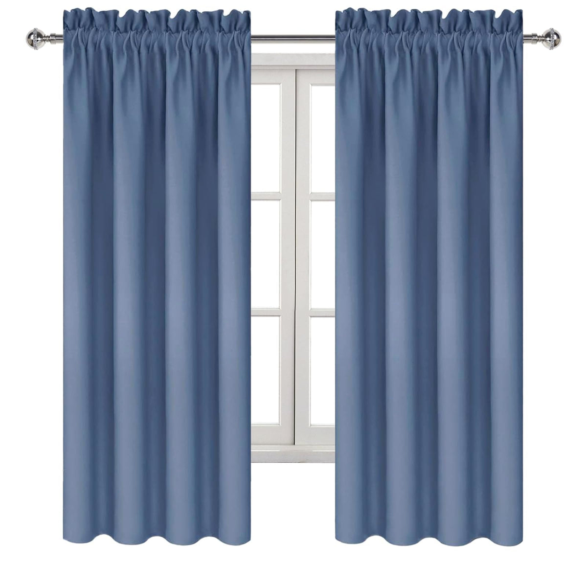 Blackout Curtains for Bedroom 42 x 63 Inch Long Dusty Blue 2 Panels (2 Count)