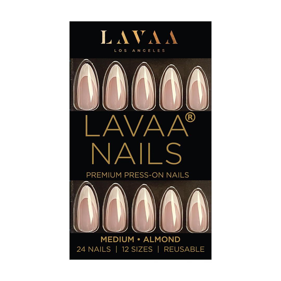 CHROME FRENCH Press-On Nails by Lavaa Beauty | Almond French Tip & Pearly Chrome Finish