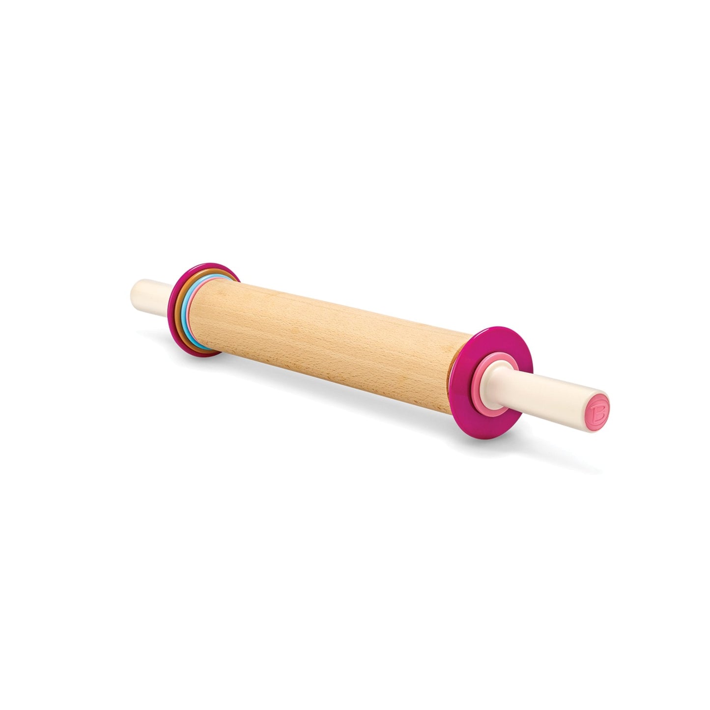 Bakelicious Adjustable Rolling Pin, Wood and Nylon Rolling Pin with Thickness Rings, 3.5 x 3.5 x 21.75 inches