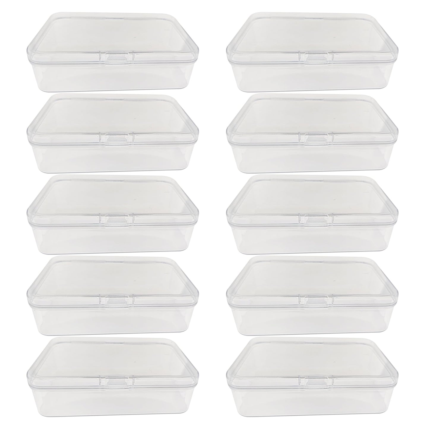 LJY 10-Pack Clear Plastic Storage Boxes, 4.9x3.4x1.4 in Organizer Containers with Lids, Stackable Small Parts Organizer for Jewelry, Beads, Crafts, Office Supplies, Hardware Storage Case Plastic Case