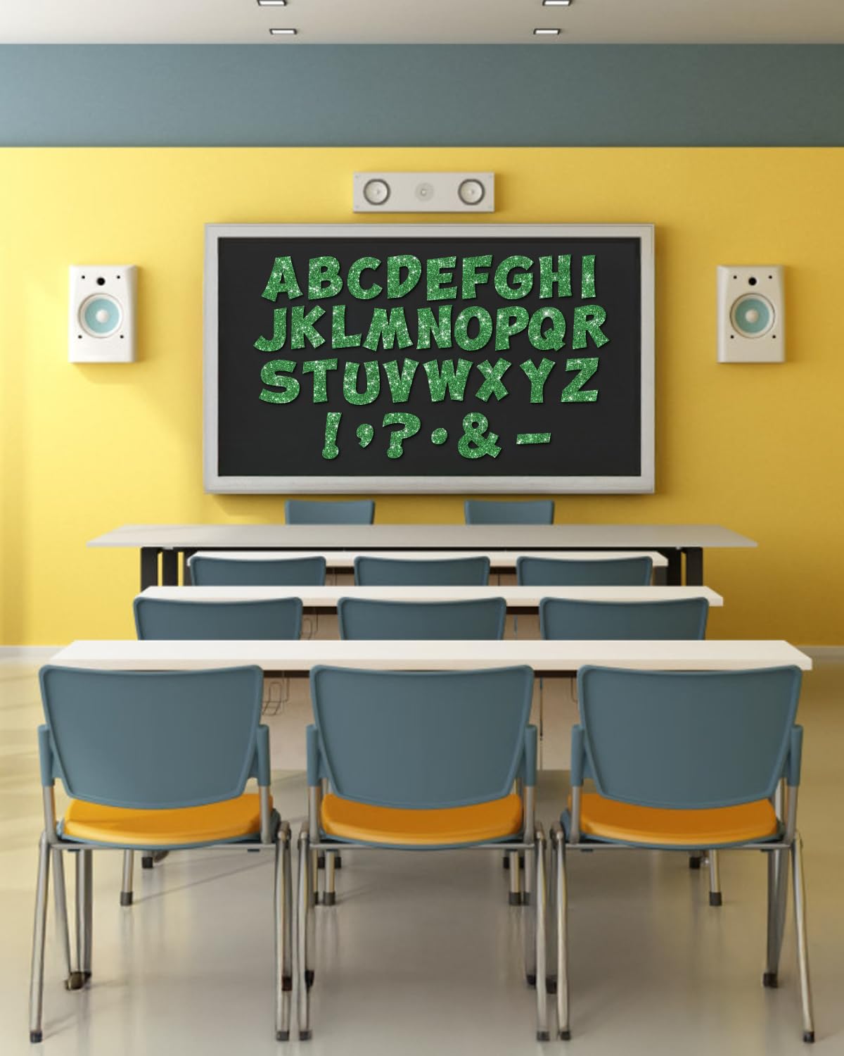 154 Pcs Large 7" Glitter Bulletin Board Letters, Poster Board Letters Alphabet Punctuation Cut Out Cardboard Letters Accessories for Classroom Display Decorating Supplies 7inch