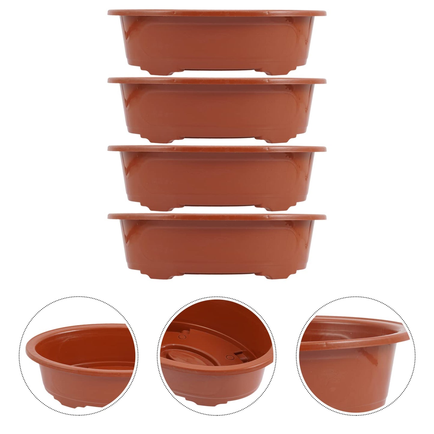GANAZONO Planters Bonsai Training Pot Plastic Plants Growing Planter 4pcs Oval Oval Bonsai Pot Flowerpot Bowl Plants Growing Pots Brown Plant Pots