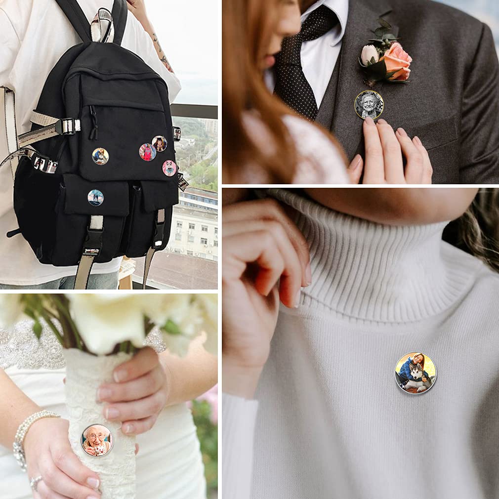 Custom4U Personalized Picture Pins Memorial Photo Brooch Pin for Men Boys