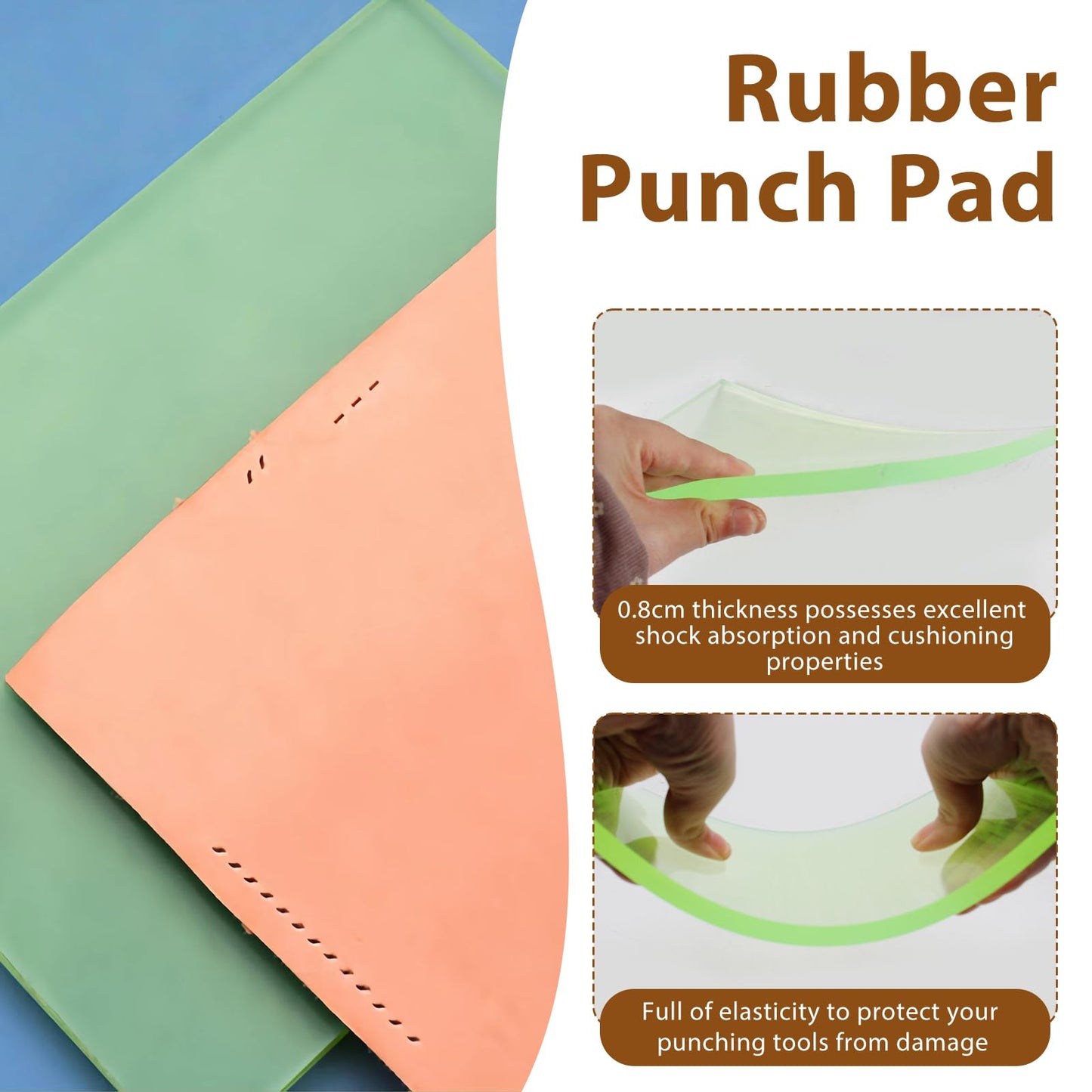 Auniwaig 4 PCS Leather Punch Pads Cutting Mat, Sound Absorbing Pad and A4 Self Healing Cutting Mat, Rubber Mute Board Punching Stamping Tools for Cutting Hole DIY Craft