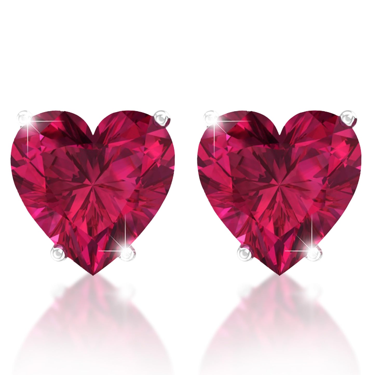 Belinda Jewelz - Heart Stud Earrings, 5mm Cubic Zirconia Heart Earrings with Prong Setting, 925 Sterling Silver Earrings Studs, Ruby Red Stud Earrings for Women