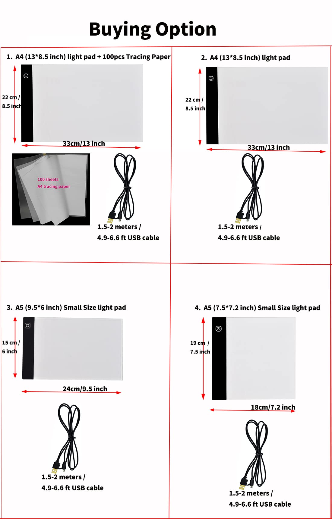 Ultra-Thin Portable A4 LED Light Box Tracer w/USB Cable Dimmable Brightness LED Artcraft Tracing Light Box Light Pad for Artists Drawing Sketching Animation Stencilling X-ray Viewing