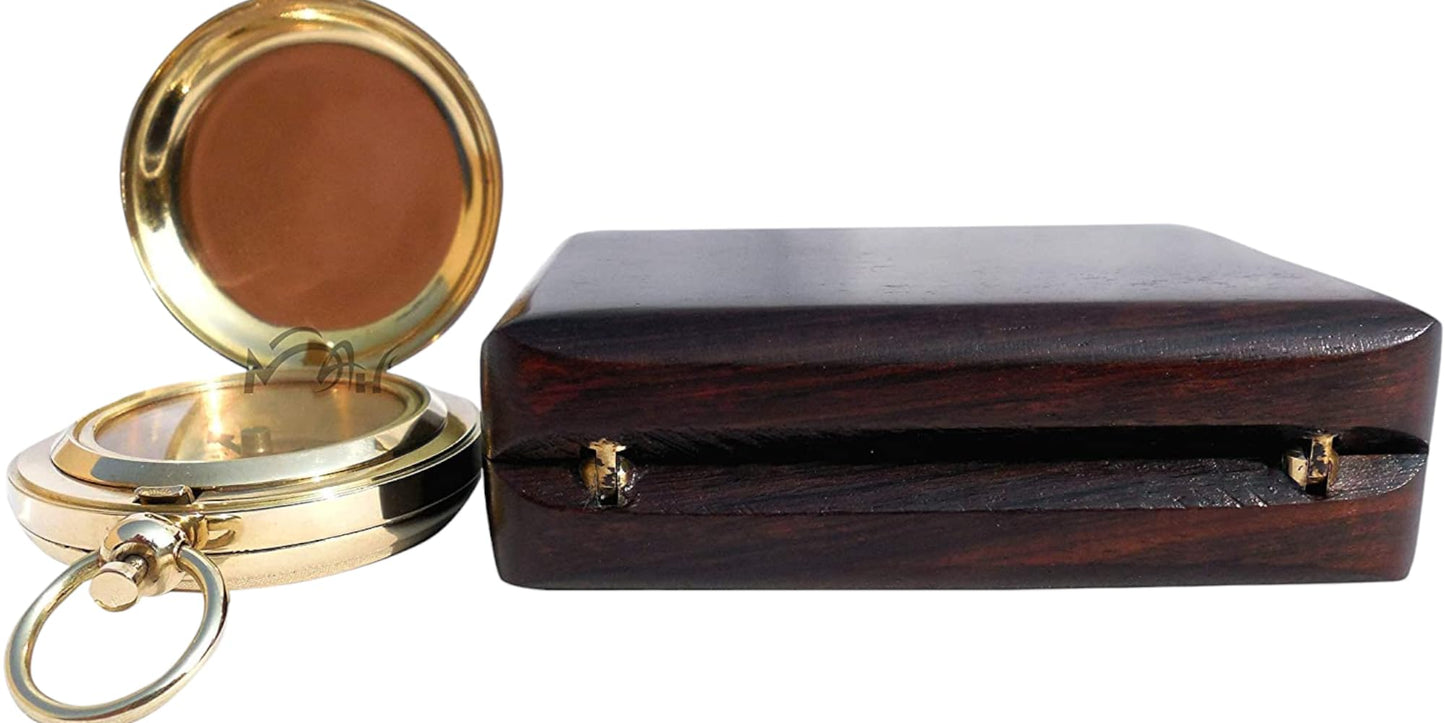Brass Compass Gift with Wooden Box – Inspirational Graduation Gift for Son, Boys, College, High School, Motivational Keepsake for Him, Unique Birthday Gift Idea, Meaningful Keepsake with Card Included