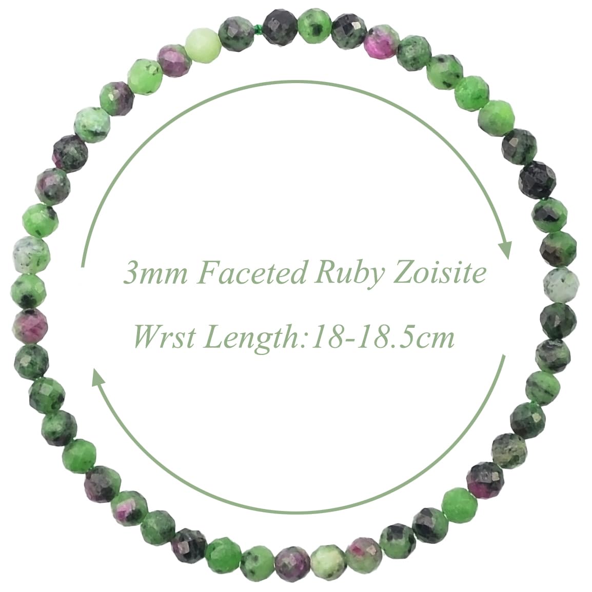 MASSIVE BEADS Natural Genuine Gemstone Beads Healing Crystal Chakra Reiki Jewelry Faceted Round Beads Bracelets (Ruby Zoisite, 3mm)