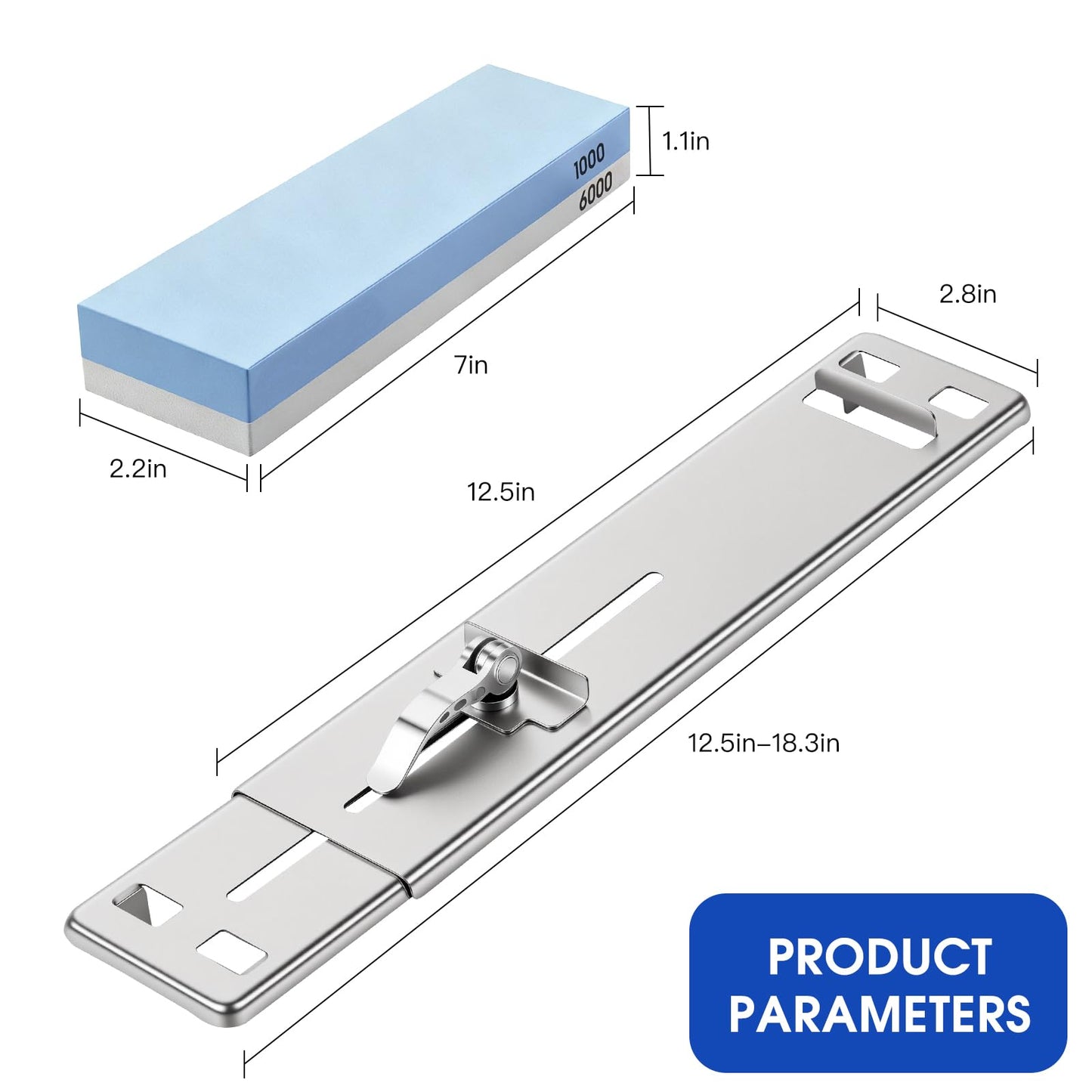 Knife Sharpening Stone Set with Adjustable Base,2 Side Grit 1000/6000 Waterstone,Fast & Efficient Diamond Knife Sharpener for Various sinks for hand washing