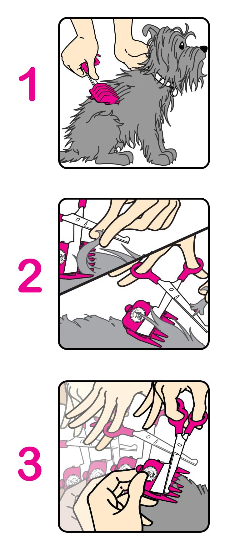Scaredy Cut NO Buzz Dog Clippers, Tiny Trim Safety Scissor. A Silent Low Noise Pet Grooming Clipper, Right Handed Pink