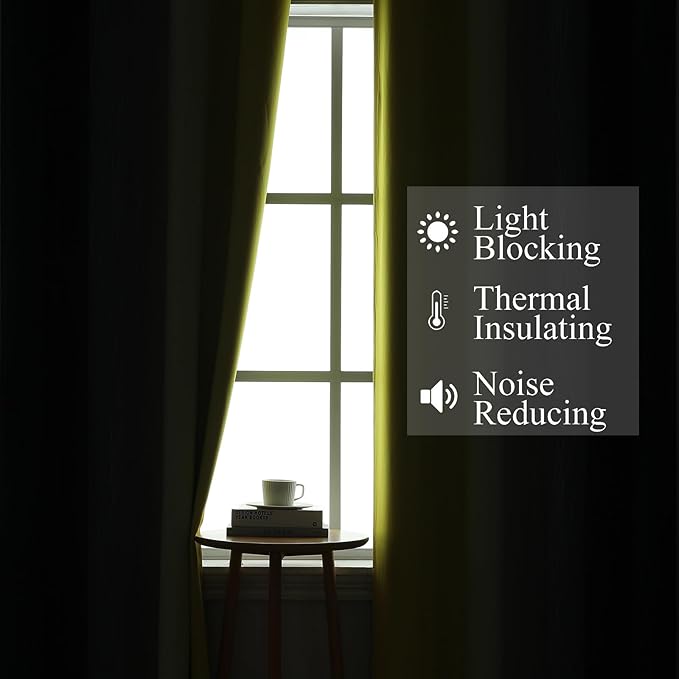 Estelar Textiler Yellow and Navy Blue Ombre Blackout Curtains for Living Room, Thermal Insulated Gradient Blackout Drapes, Full Room Darkening Energy Saving Curtains for Bedroom, 42Wx84L, 2 Panels