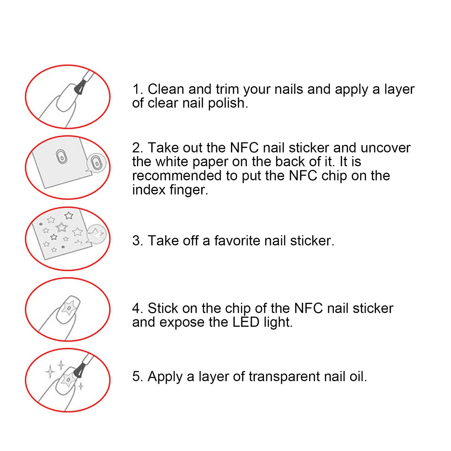7pcs Nail Decoration Stickers with NFC Lighting, Self Adhesive Intelligent Stickers for Nails Art Design, Wholesale Business