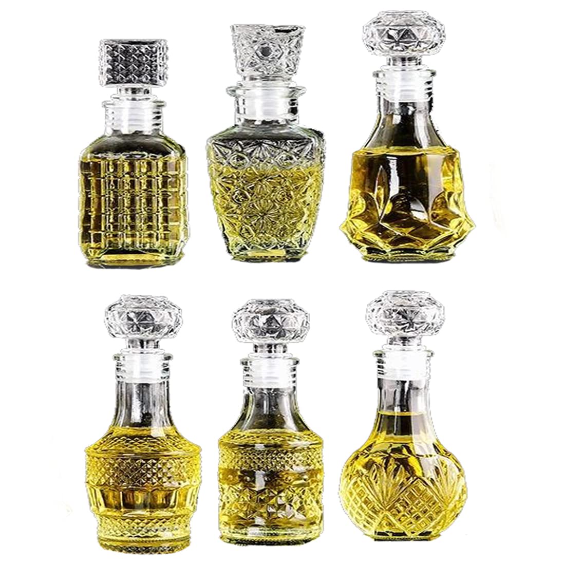 JQWIN AlifordGlass Mini Glass Bottles with 6 Different Shapes Can be Used for Self-Made juicing, Wine Bottles or Whiskey Decanter