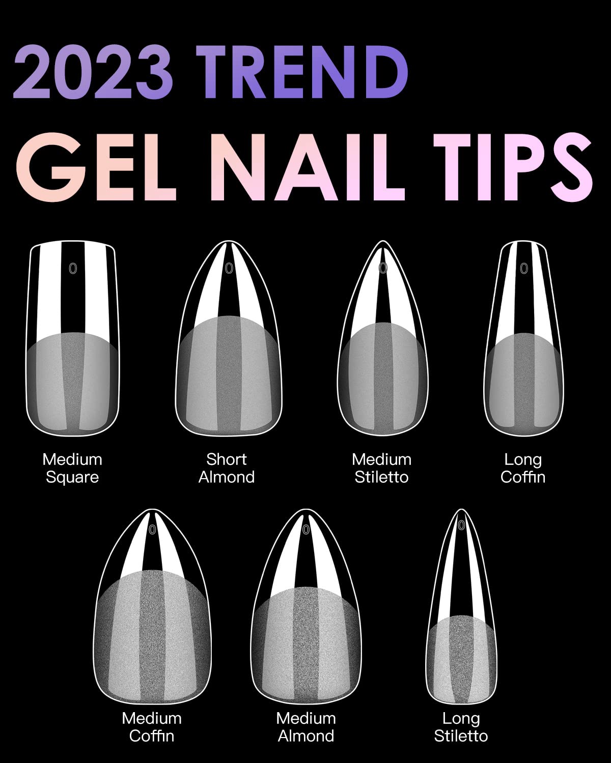 Medium Stiletto Nail Tips, BORNBYME 504PCS Pre Buff Full Cover Shaped Nail Extenison Tips Half Matte Gel X Nail Tips