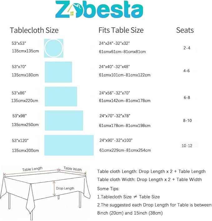 Zobesta Sage Green Tablecloth Rectangle 53 x 86 Inch, Cotton Green Table Cloth Rectangle Table, Washable Farmhouse Soft Boho Tablecloths Rectangular for Party, Holiday, Picnic, Dining, Outdoor,Fall