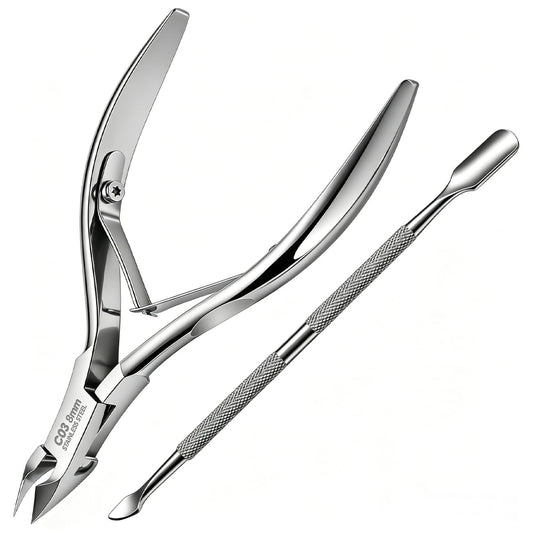 Cattio Cuticle Trimmer with Cuticle Pusher and Cutter, Professional Stainless Steel Nippers, Cutter Clippers, Cuticle Remover, Durable Pedicure Manicure Tools for Fingernails and Toenails Dead Skin