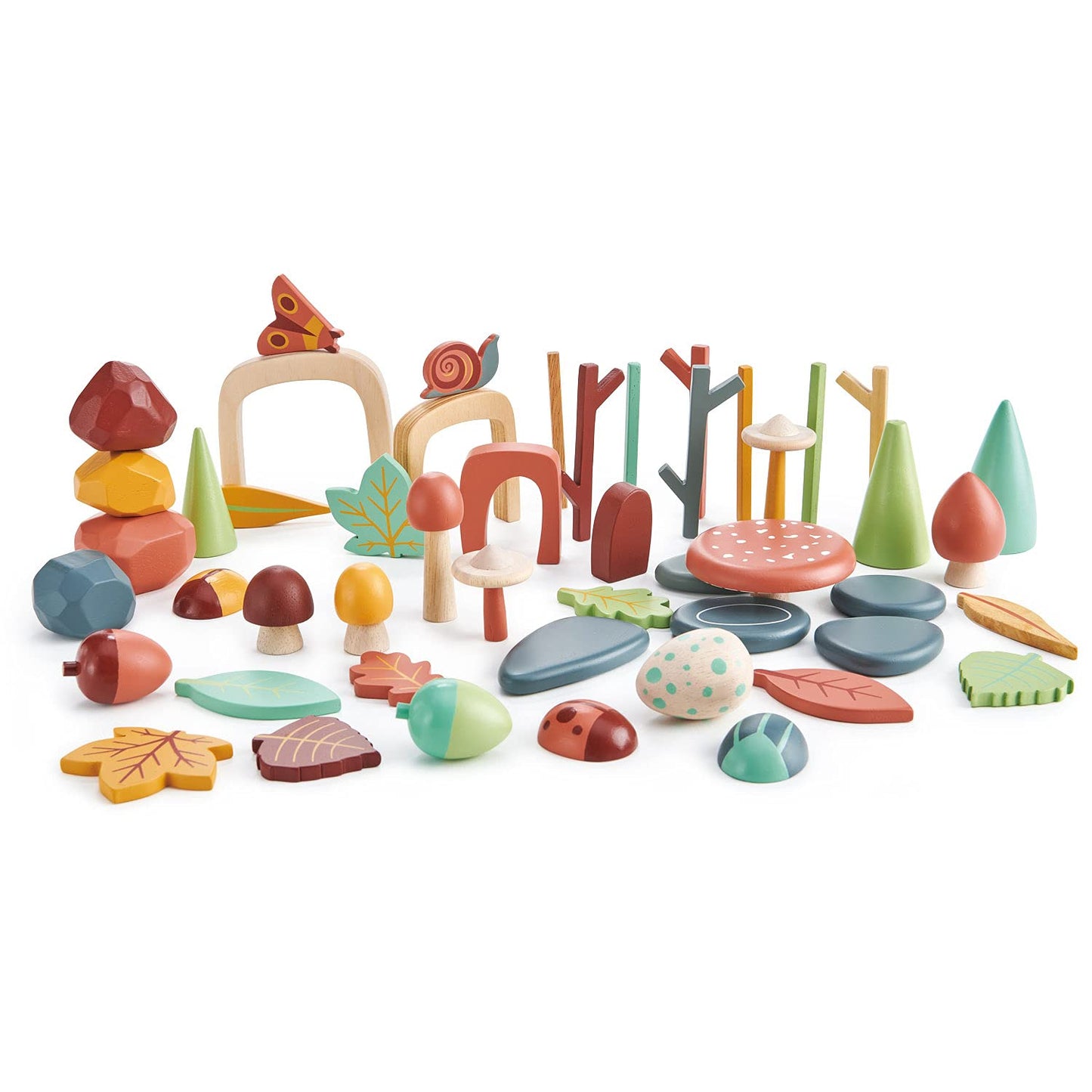 Tender Leaf Toys My Forest Floor - Wooden Open-Ended Tinker Tray Creative Play Box with Removable Compartments - Montessori Toy for Imaginative Play - Age 3+