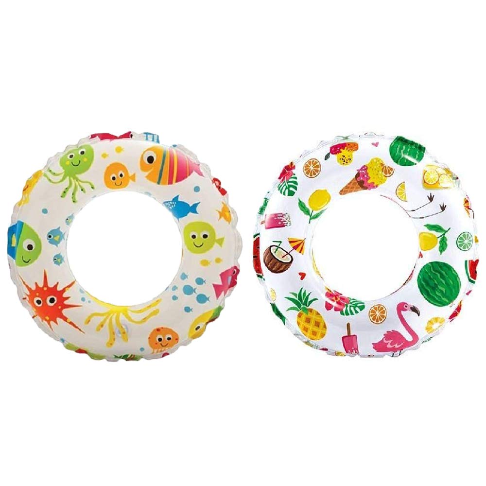 Intex - Recreation Lively Print Swim Ring, Summer Fun (Pack of 2 Assorted)