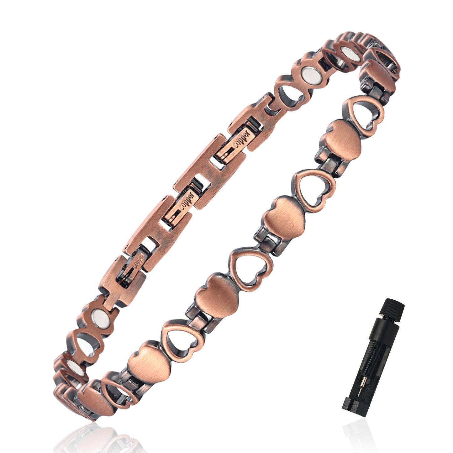 MagEnergy Copper Bracelets for Women, 99.99% Pure Copper Magnetic Bracelets with 3500 Gauss Magnets, Adjustable, Jewelry Gift