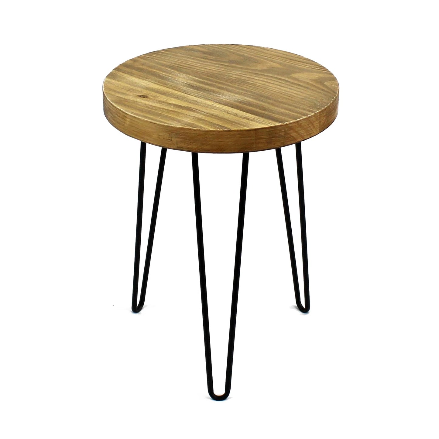 WELLAND Rustic Old Elm Round End Table 16"x16"x21" H Vintage Side Table Accent Table Plant Stand for Living Room Bedroom Home Office Patio