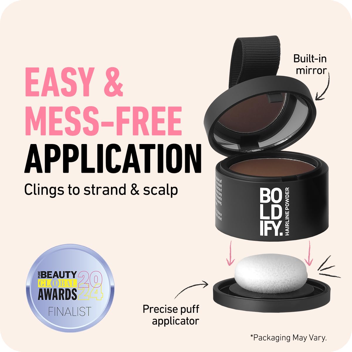 BOLDIFY Hairline Powder (LARGE, 10g) - Root Touch Up Hair Color for Gray Coverage - Bald Spot Concealing Hair Powder for Women & Men - 48-Hour Stain-Proof - Light Brown