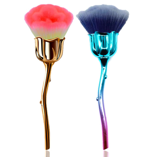 JERCLITY 2 Pieces Rose Makeup Brushes Blush Brush Super Large Face Powder Makeup Brushes kabuki brushes for Powder Cosmetic Nail Dust Brush Loose Powder Brush Makeup Manicure (Gold/Blue)