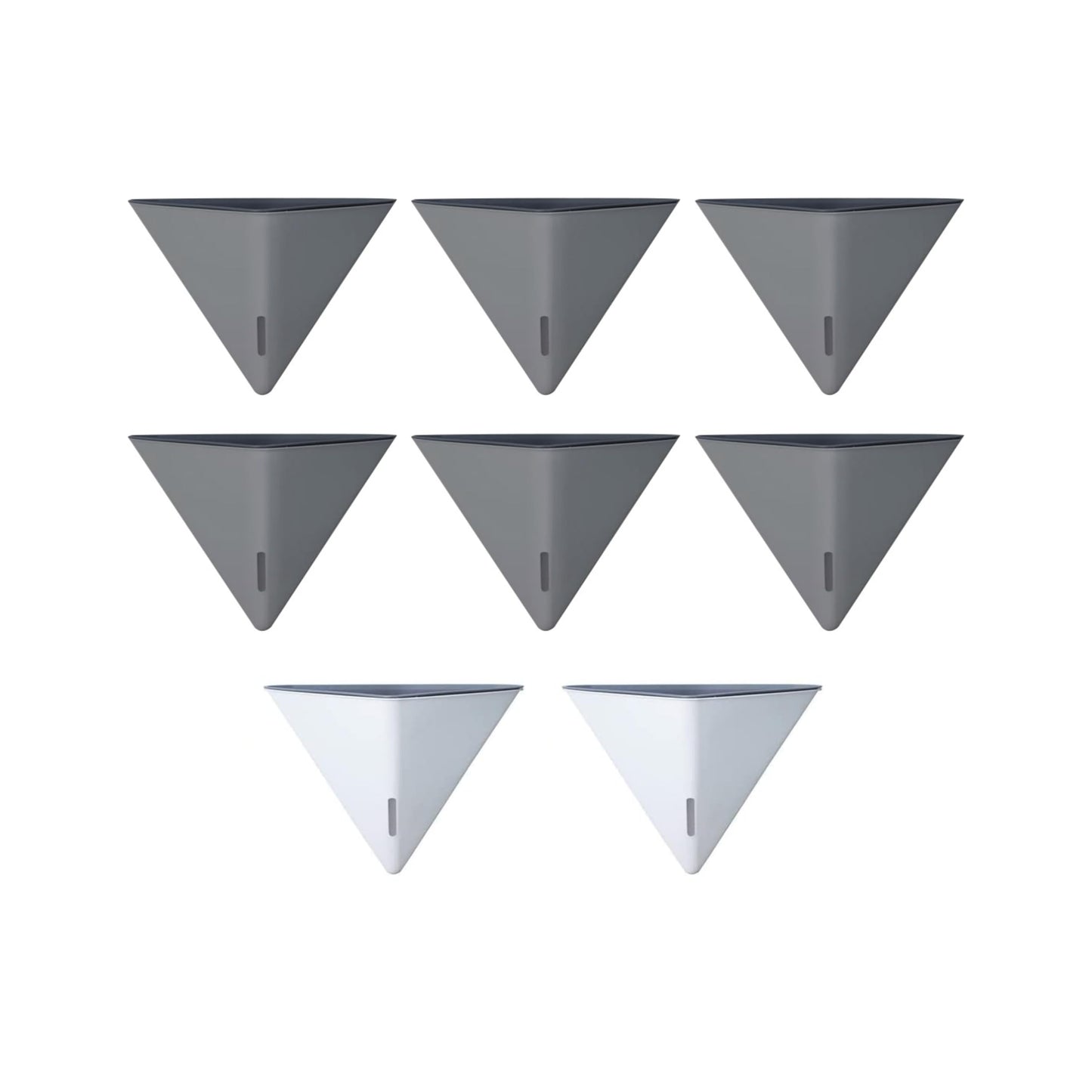 LaLaGreen Bundle - 12" x 6 Pack Gray + 12" x 2 Pack White Large Self Watering White Geometric Hanging Flower Vase Vessel with Metal Hanger, Modern Stylish Wall Mounted Succulent Pot Holder Decor
