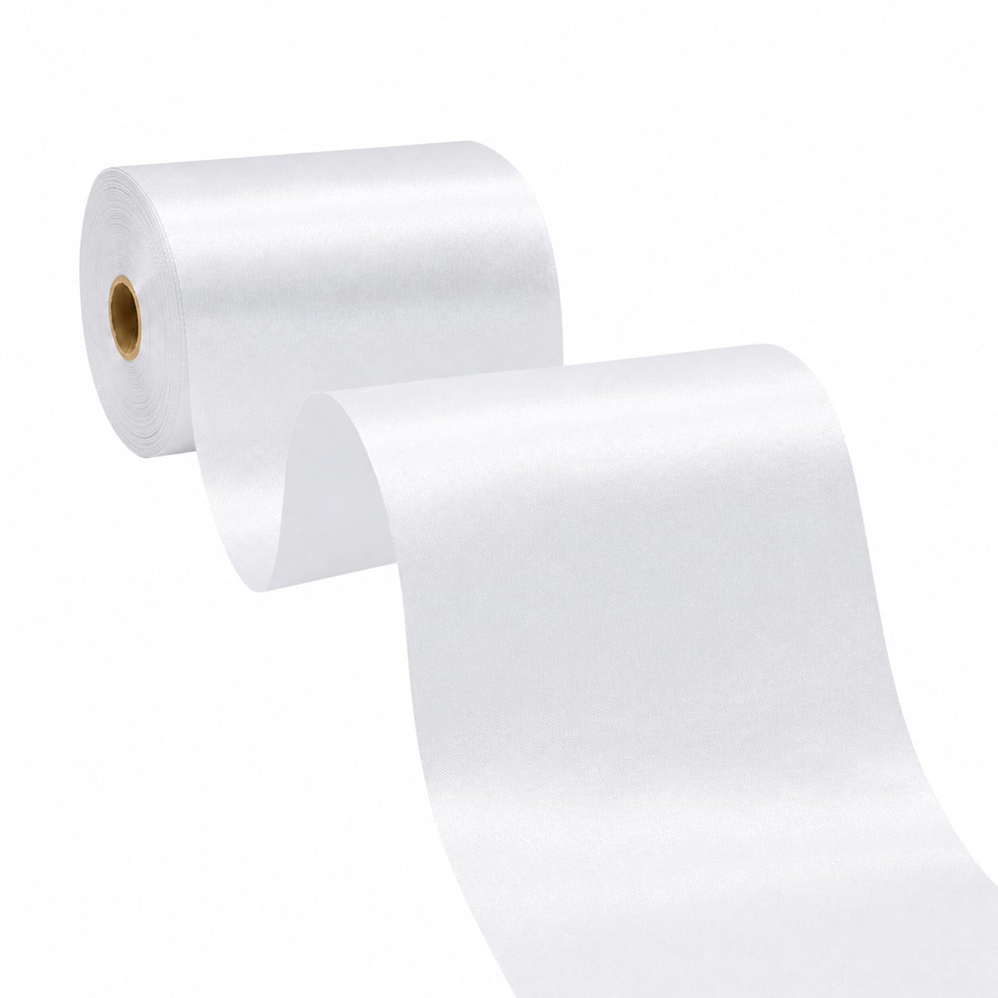 BVIEAKD Wide White Satin Ribbon 4 Inch x 50 Continuous Yards Solid Fabric Ribbon for Cutting Ceremony kit Grand Opening Wedding Birthday Party Decoration Bows Chair sash