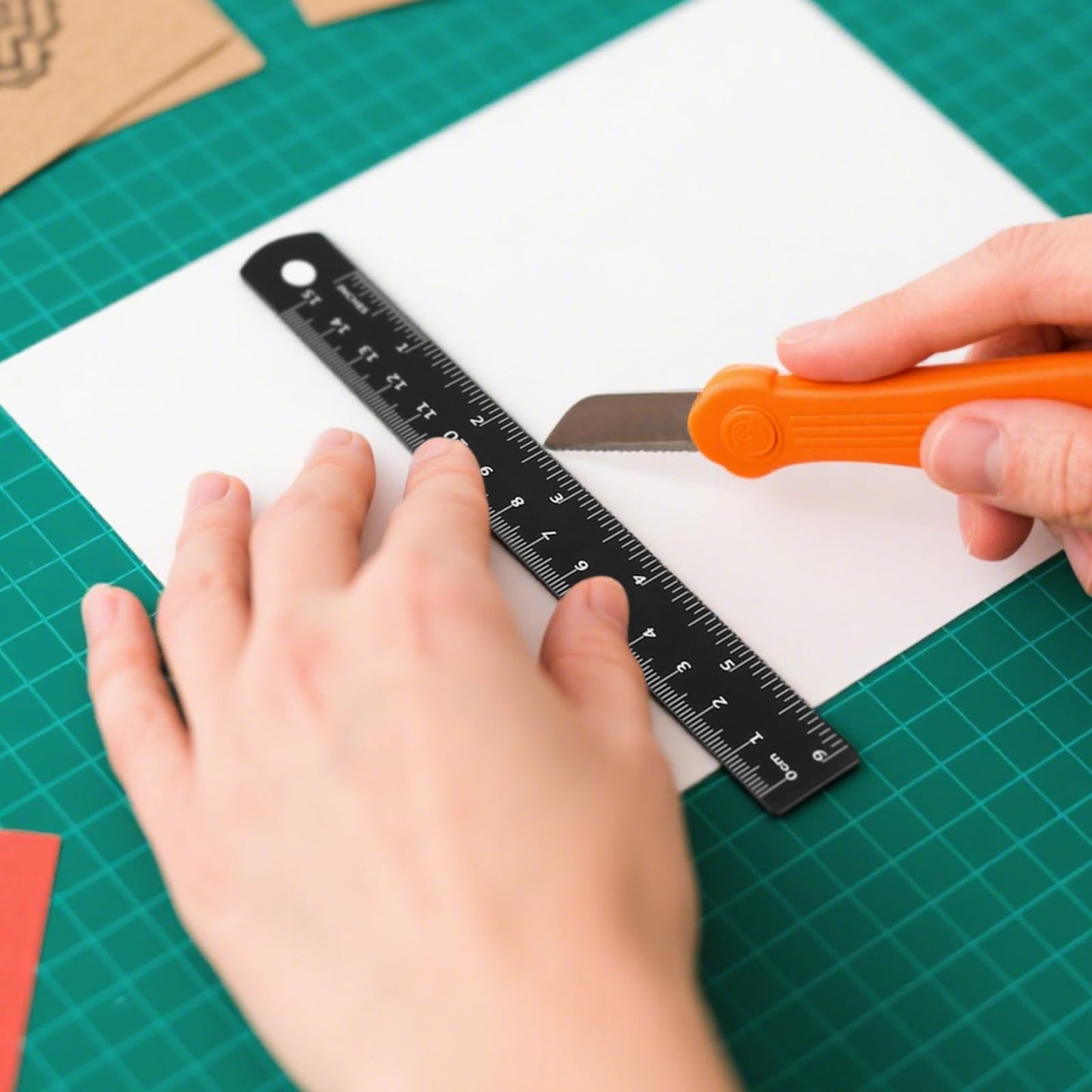 HAKZEON 30 Pack Metal Ruler Set 6/8/12 Inch with Conversion Table, Black Aluminum Alloy Rulers, Straight Edge Ruler Set for Office Engineering, Measuring and Drafting