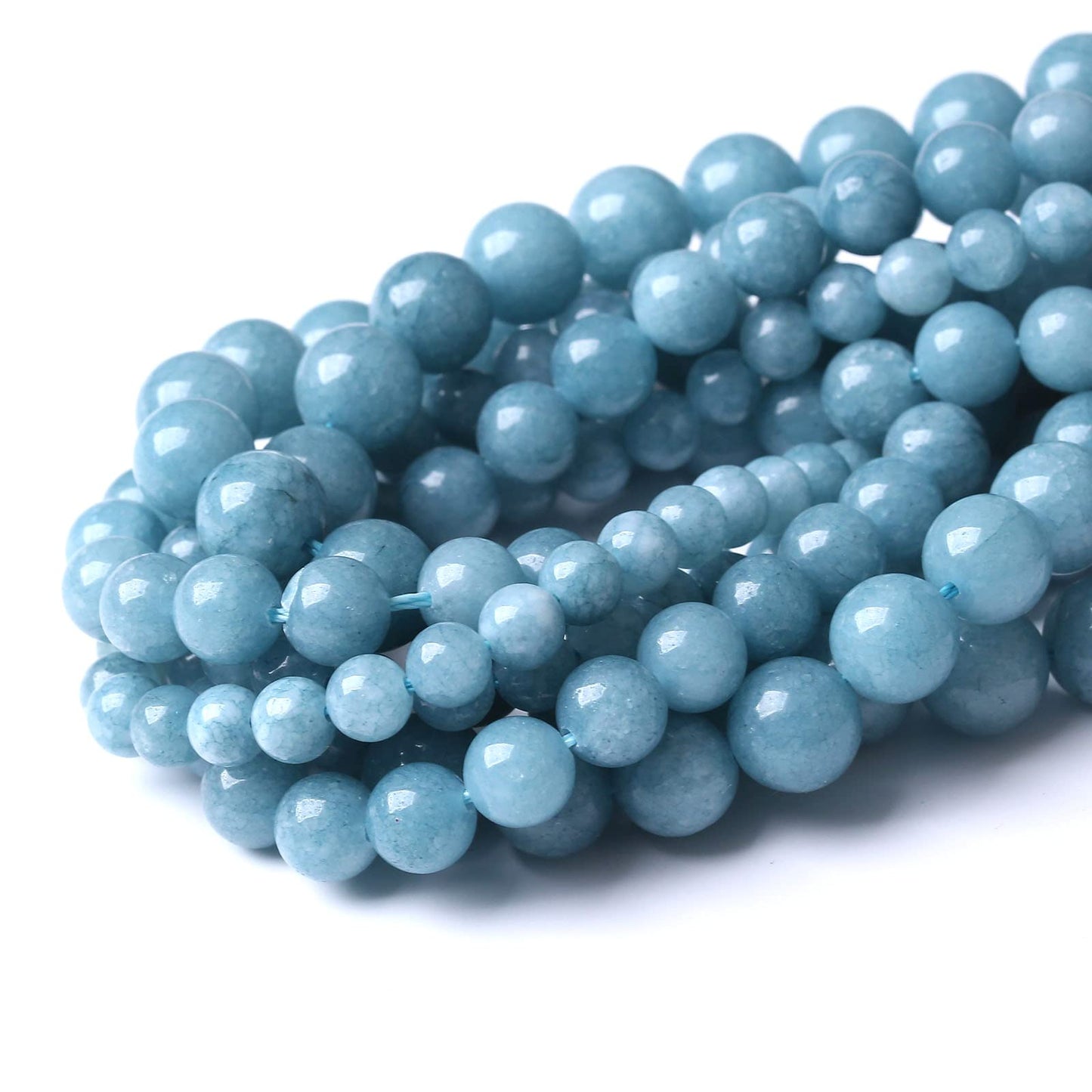 Blue Chalcedony Natural Stone Beads Gems Round Loose Beads Jewelry Making DIY Bracelet Necklace Accessory 1 Strand 60PCS 6MM 15"