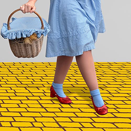 Chuangdi 3 Pieces 4.5 x 9 Feet Yellow Brick Costume Wizard Backdrop Princess Decorations Decal Wall Backdrop Brick Wallpaper for Halloween Wizard Princess Cosplay Decorations Supplies
