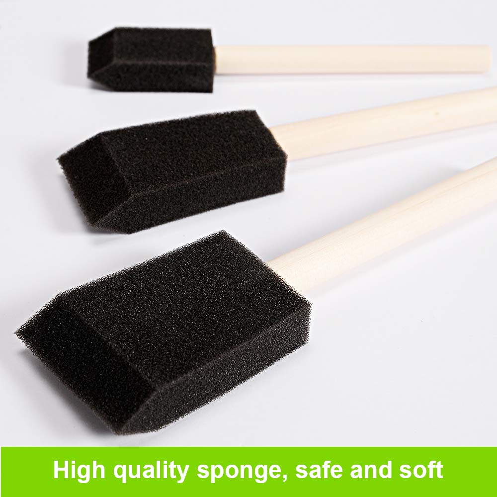 conda 50 Pack 0.5"-2" Different Size Assorted Foam Brush Set Wood Handle Paint Brush Set- Lightweight, Durable, Great for Acrylics, Stains, Varnishes
