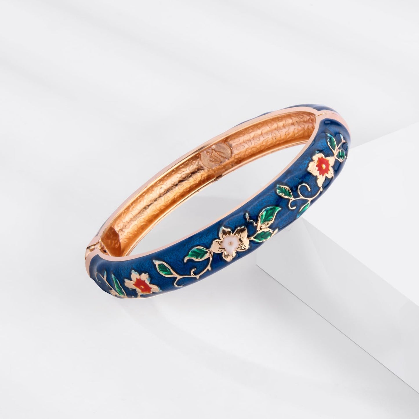 UJOY Cloisonne Bangles Gorgeous National Enameled Plated Handcrafted Jewelry Bracelets Gifts with Box 55C58-55A82 Blue