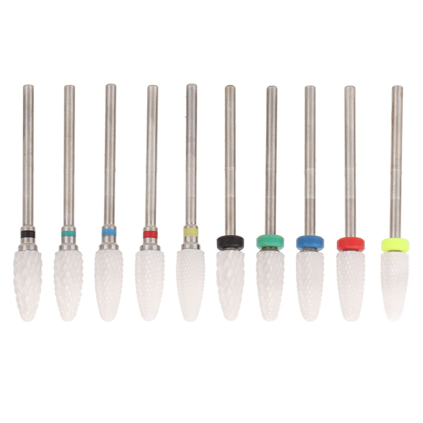 10 pcs Ceramic Nail Drill Bits Set, Electric Nail Files, Cuticle Polishing Bits for Acrylic Gel Nails, for Manicure and Pedicure for Nail Grinding