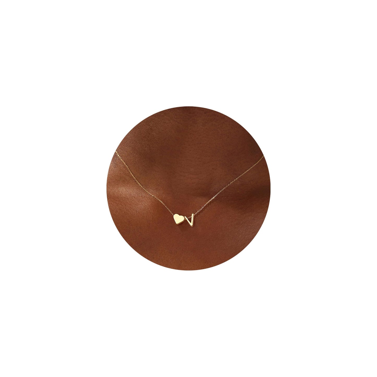 Turandoss Initial Necklaces for Women Trendy, Tiny Heart Initial V Necklace Dainty Heart Necklaces Tiny Personalized Monogram Name Necklace for Women Jewelry