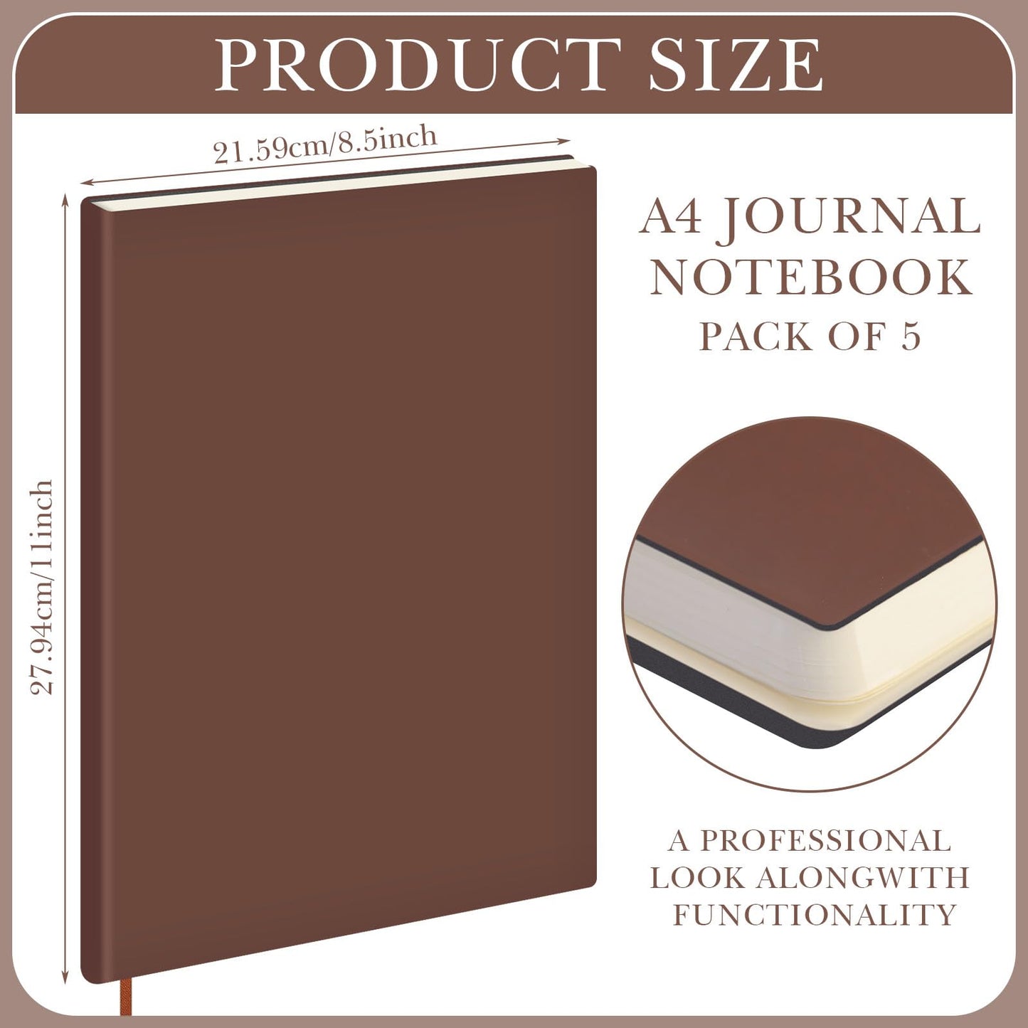 Tenceur 5 Pcs A4 College Ruled Notebook 8.5'' x 11'' Lined Journal 200 Pages Lined Artificial Leather Sketchbook for Writing Office School Business Home Gifts Supplies(Multi Color)