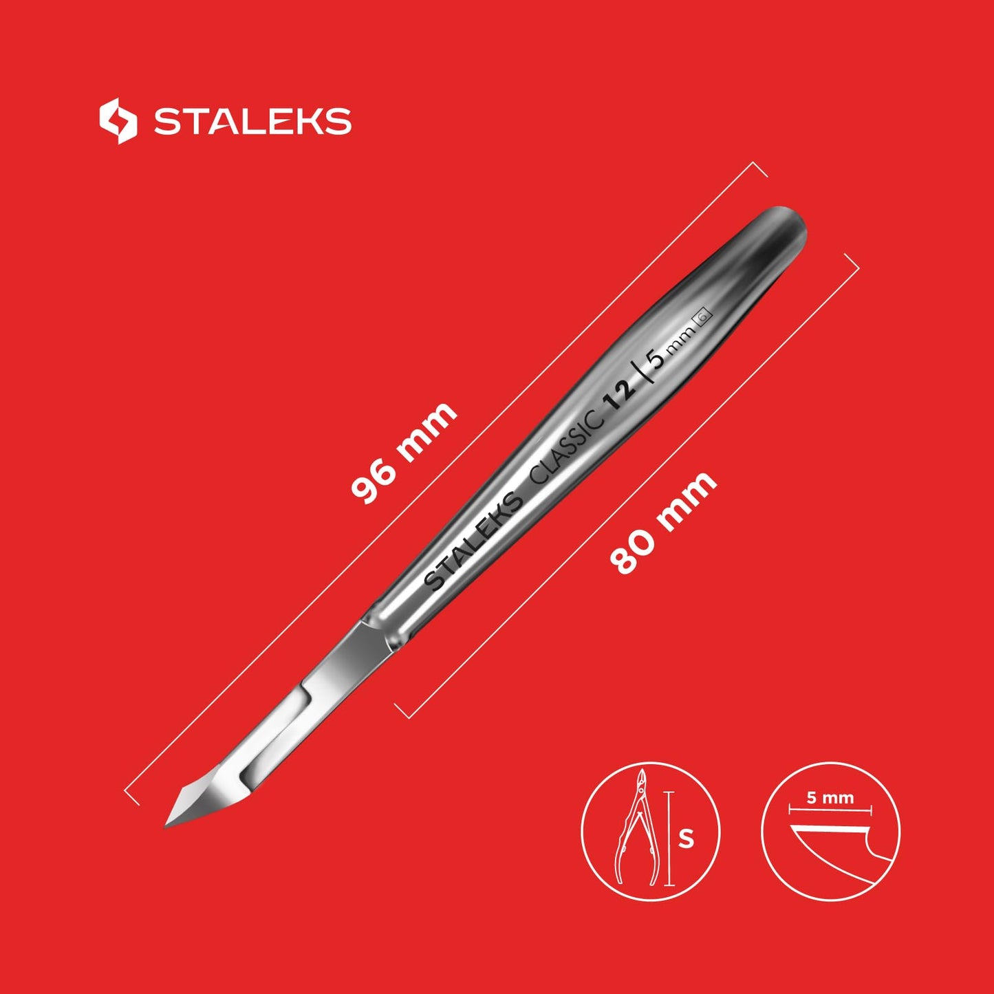 Staleks CLASSIC 12 Cuticle Nippers – 5mm Blade – Stainless Steel – Compact Design – For Home Manicure & Pedicure