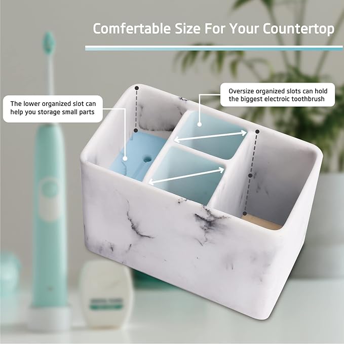 Bathroom Toothbrush Organizer Countertop-Toothpaste Storage Shaving Razor Holder/toothbrish Hanger/Vanity Counter Set… (White 4 Small Slot)