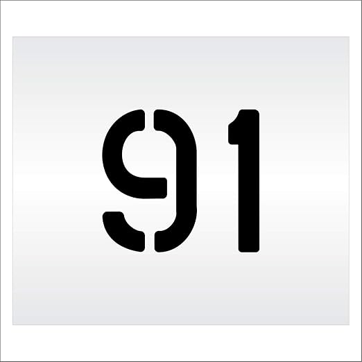 Pavement, Curb, and WheelStop Stencils - 6 inch Double Number Stencil - (91) - 6" x 6" x 1/8" (128 mil) - Pro-Grade