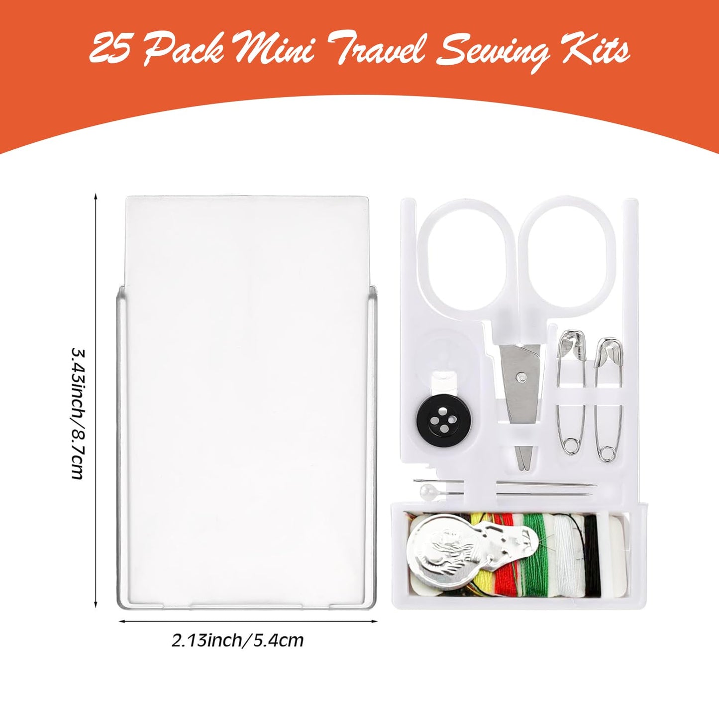 25 Boxes Mini Travel Sewing Kit Quick Fix Sewing Kits Bulk Basic Portable Pre Threaded Needle Emergency Repair Tool for Christmas Gifts Beginner Traveler Home Hotel (White)